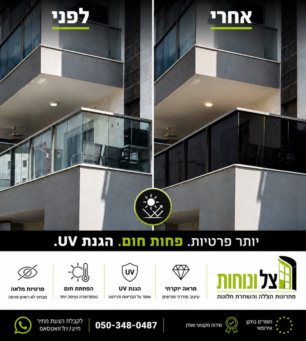 הצללת חלון משרד עם נוף לעיר